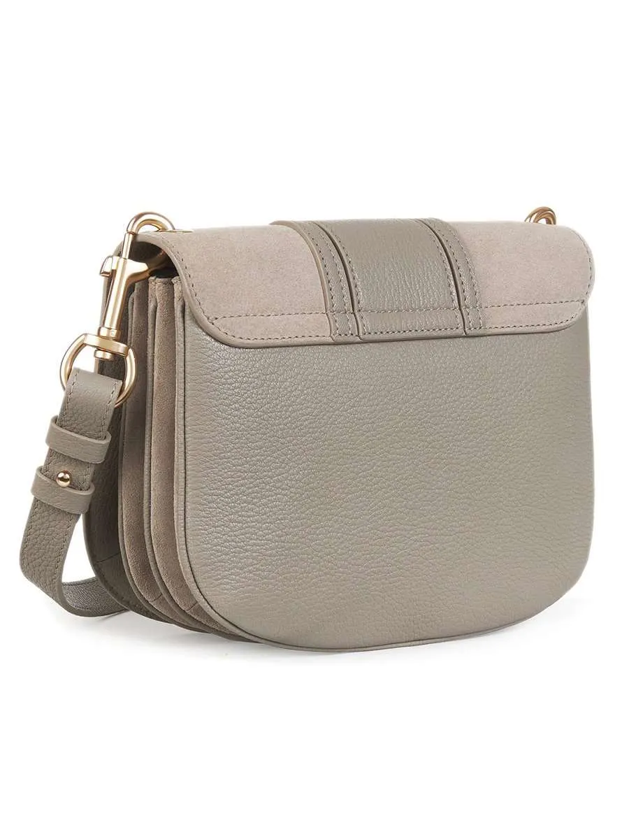 Hana Leather & Suede Shoulder Bag in Motty Grey