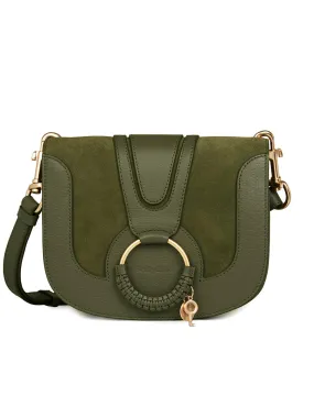 Hana Leather & Suede Shoulder Bag in Night Forest