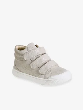 Hook-and-Loop Leather Trainers for Girls, Designed for Autonomy - golden beige