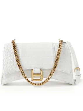 Hourglass XS with Chain Shoulder Bag in White