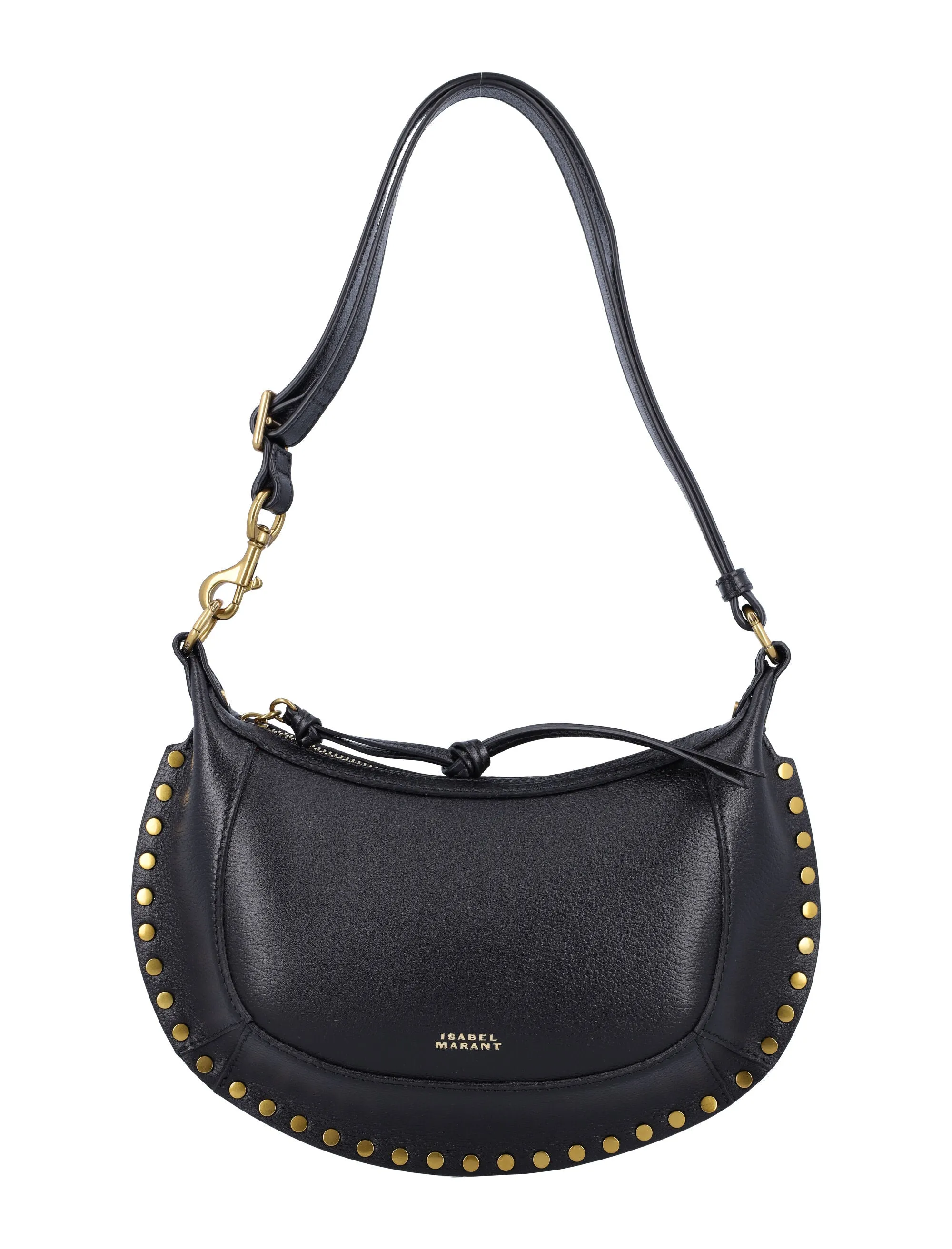 ISABEL MARANT Mini Moon Crossbody Bag in Grainy Black Leather (H 6.7 x W 9.8 x D 3.1)