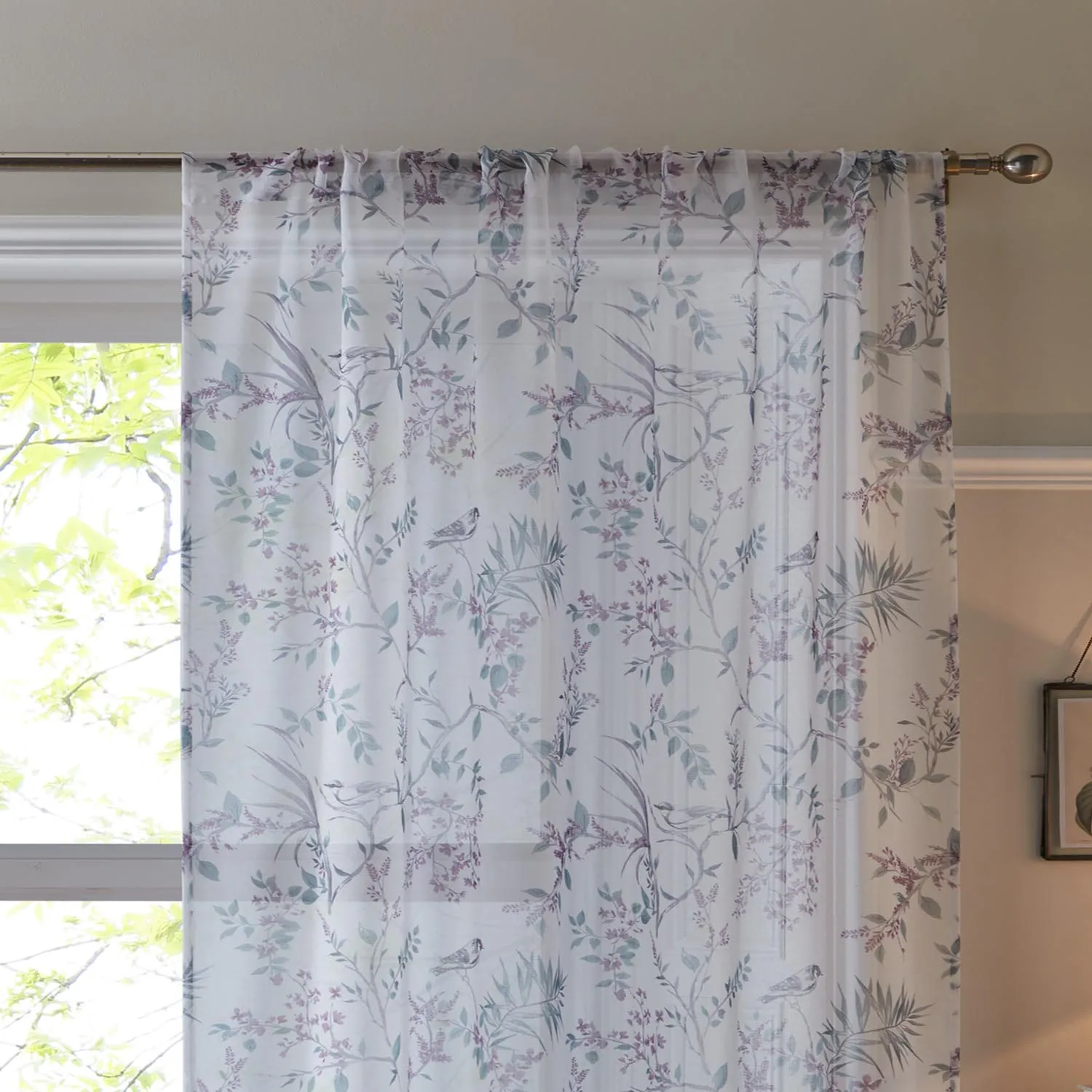 Jacey Heather Voile Curtains Pair 55 X 90