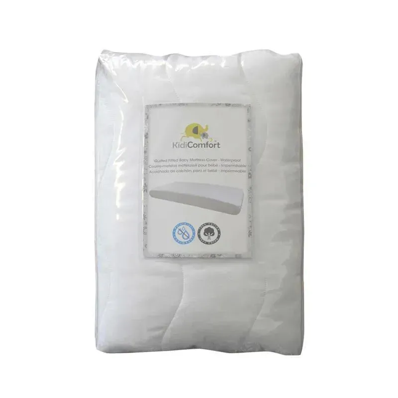 KidiComfort Fitted Waterproof Crib Mattress Cover - White