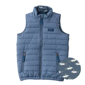 Kid's Puffer Vest in Bluefin Blue with Bigeye Tuna Print Liner