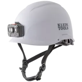 Klein Safety Helmet, Non-Vented-Class E, with Rechargeable Headlamp, White #60146