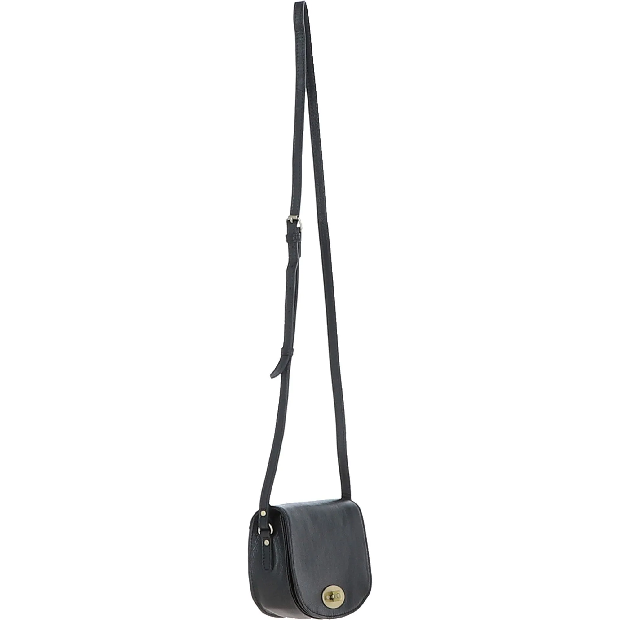 Ladies Michigan Leather Small Flapover Crossbody Bag Black: M-70