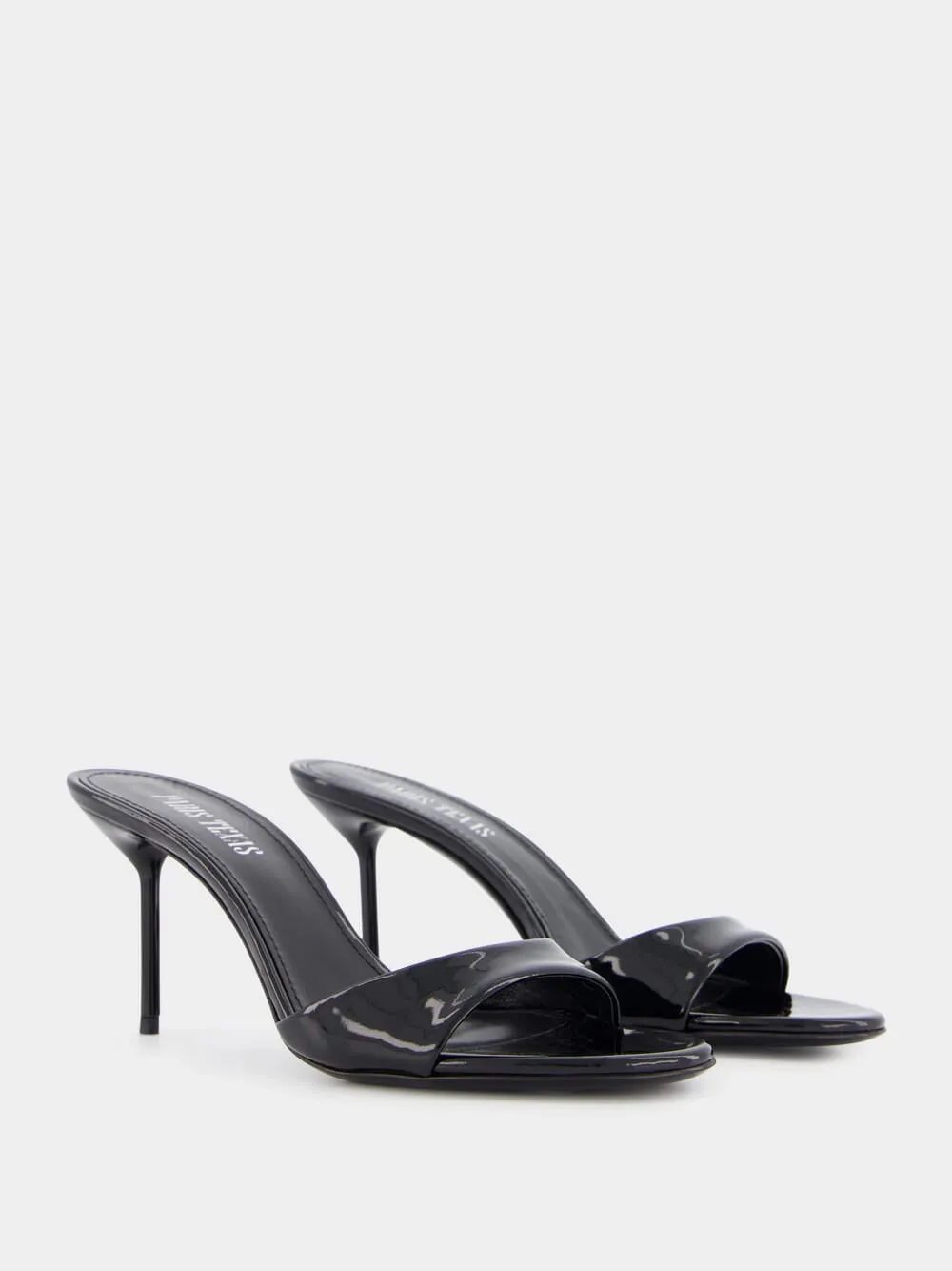 Lidia 70mm Black Patent Leather Mules