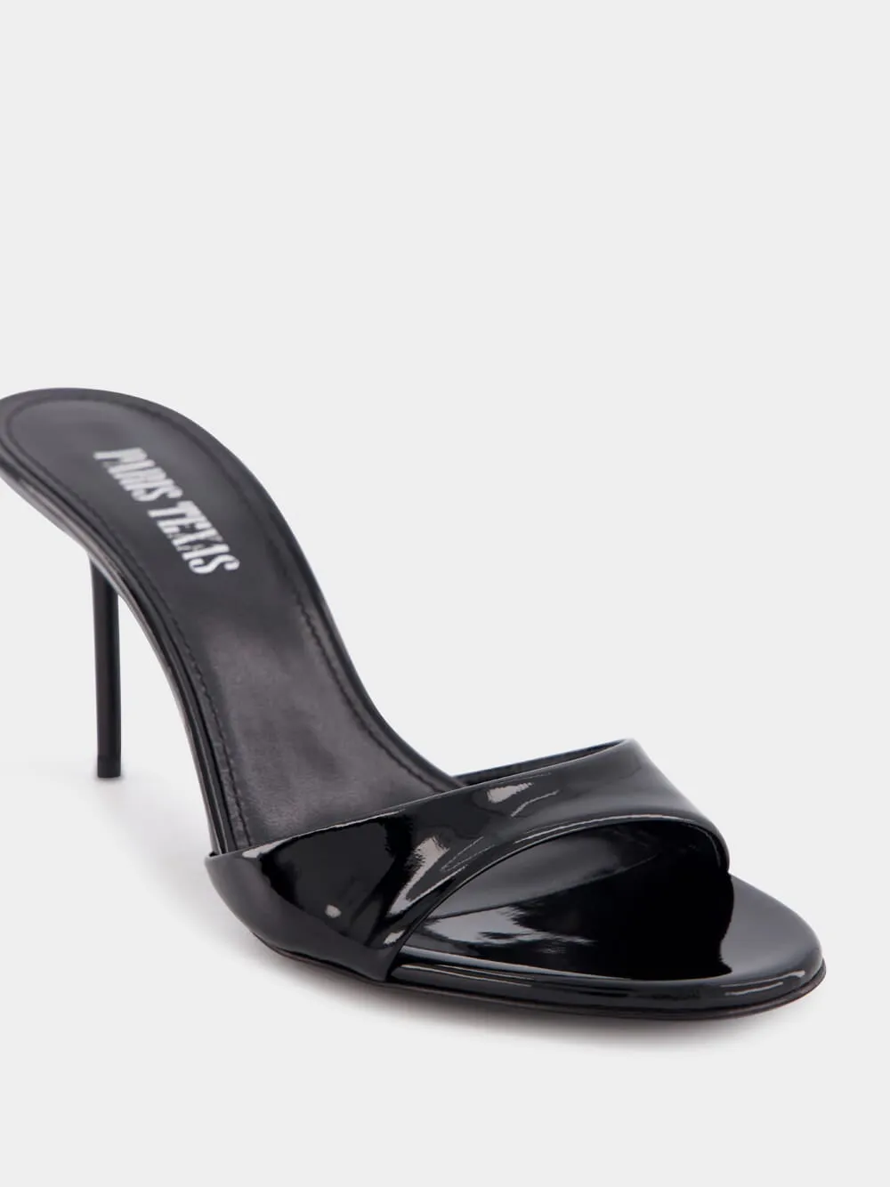 Lidia 70mm Black Patent Leather Mules