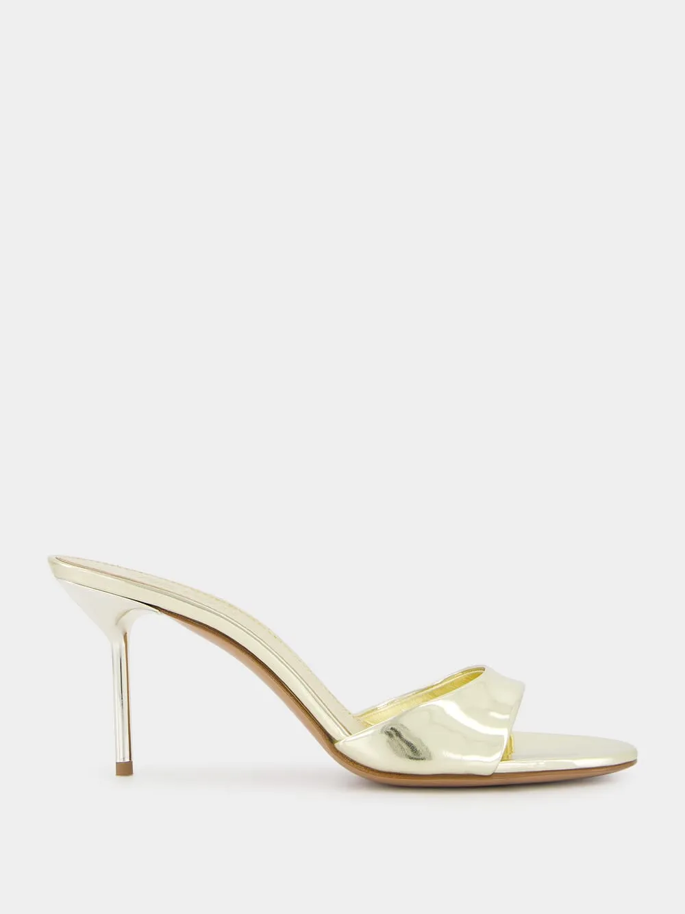 Lidia 70mm Gold Mirror Leather Mules