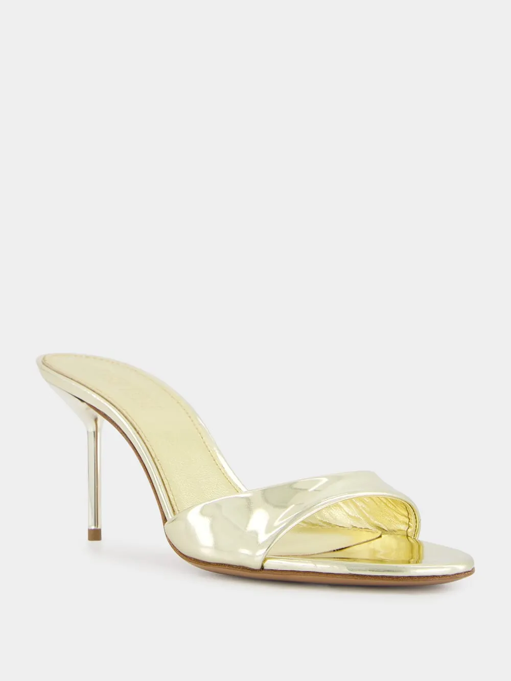 Lidia 70mm Gold Mirror Leather Mules