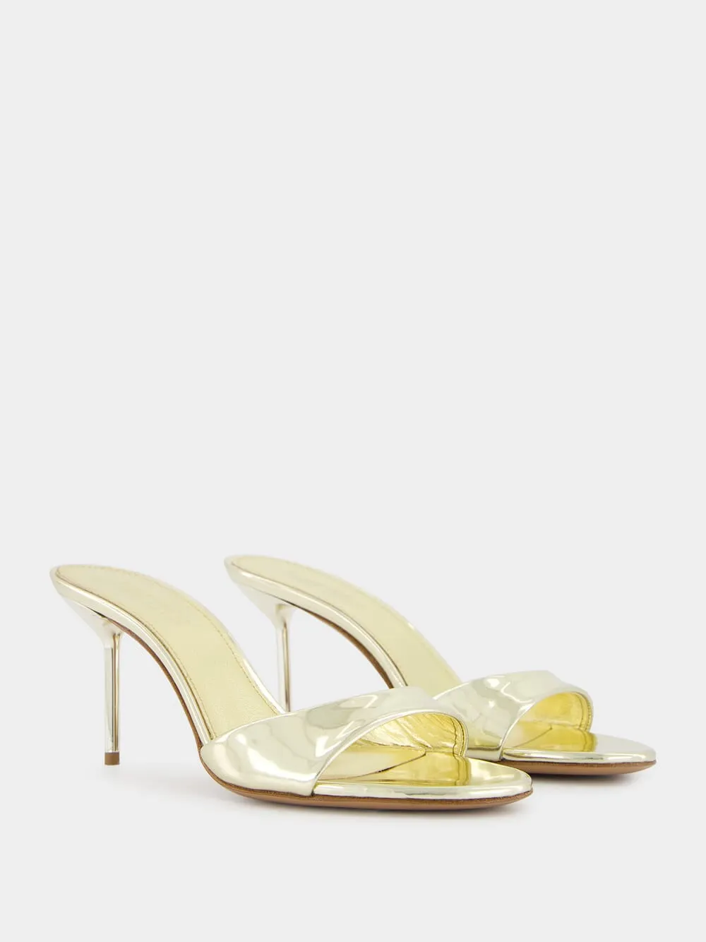 Lidia 70mm Gold Mirror Leather Mules