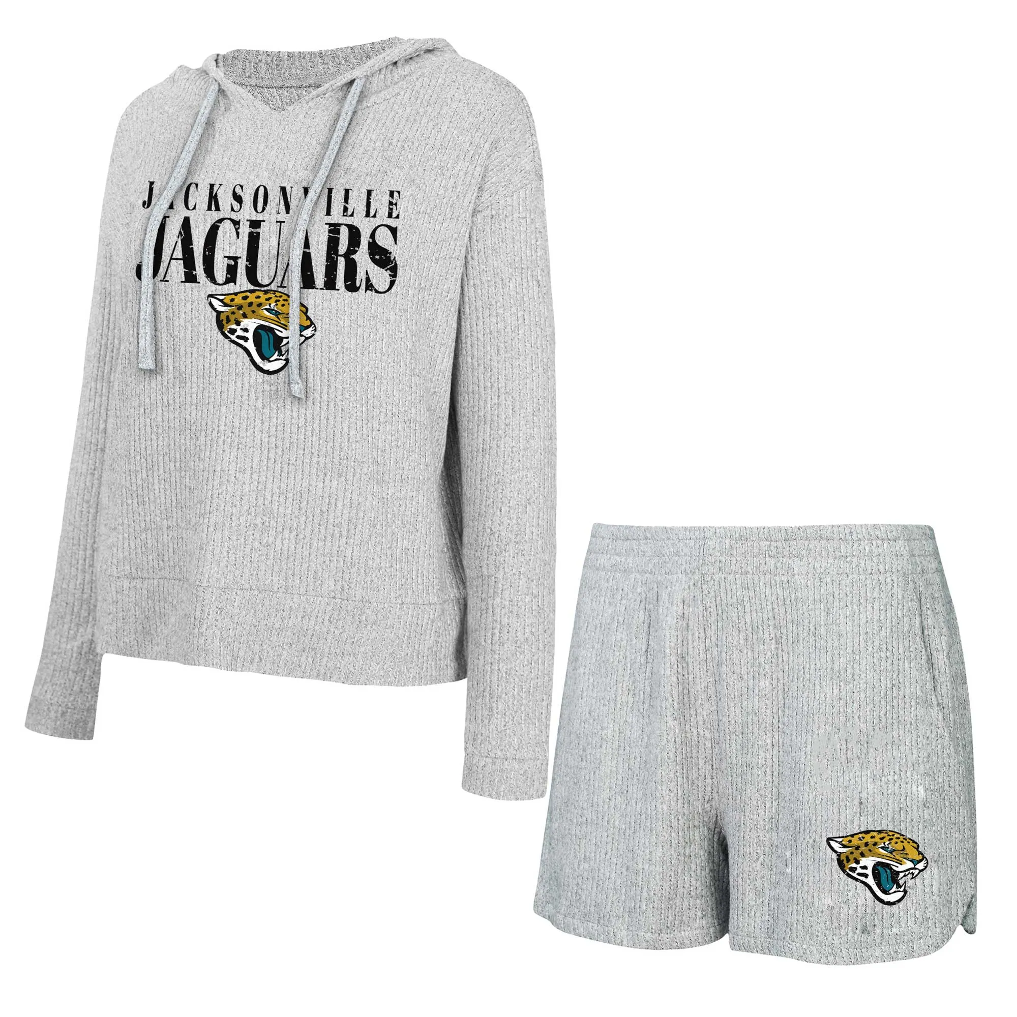 Lids Women's Concepts Sport Gray Jacksonville Jaguars Juniper Long Sleeve Hoodie T-Shirt & Shorts Set