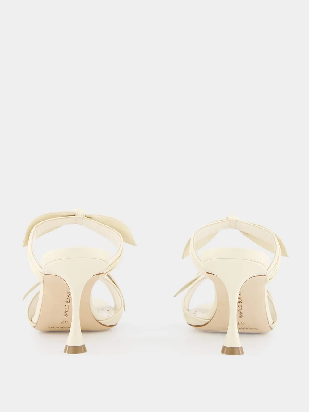 Lollo Cream Nappa Leather Bow Detail 70mm Mules