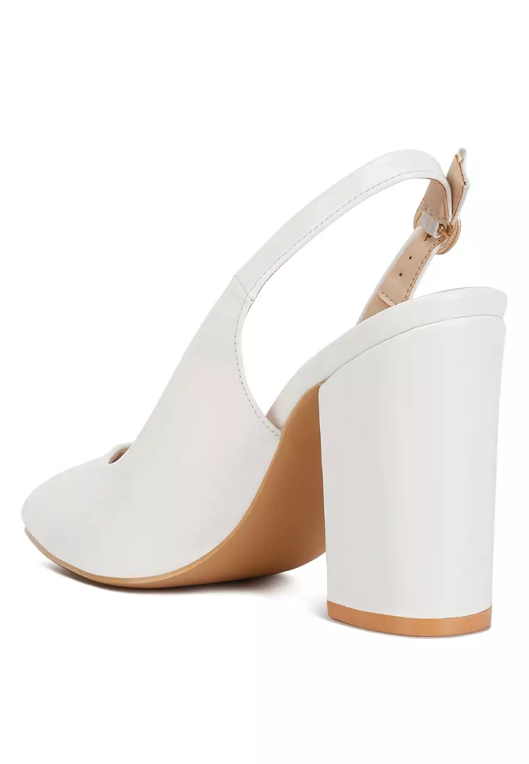 London Rag White Slingback High Block Sandals