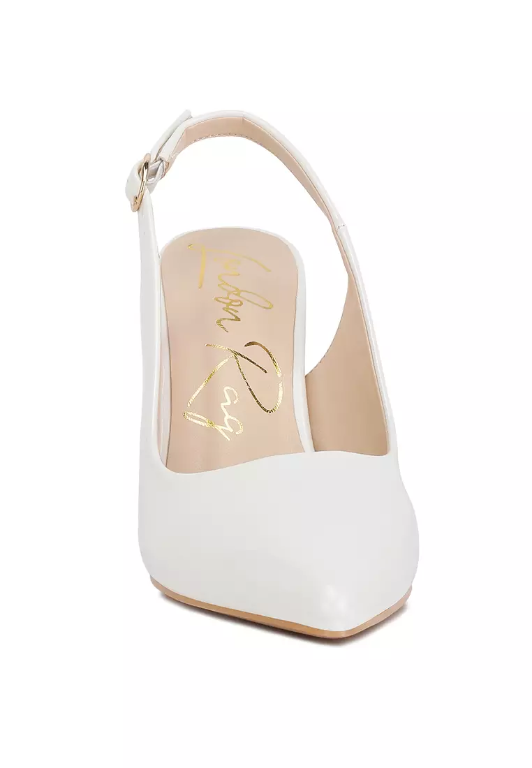 London Rag White Slingback High Block Sandals