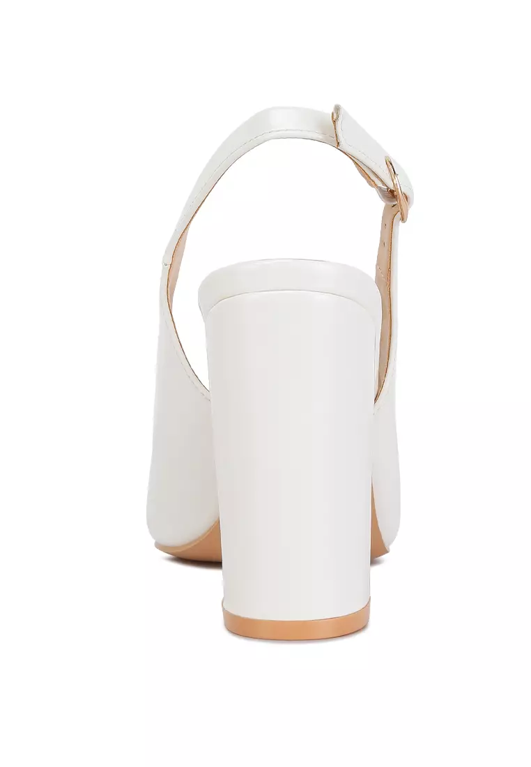 London Rag White Slingback High Block Sandals