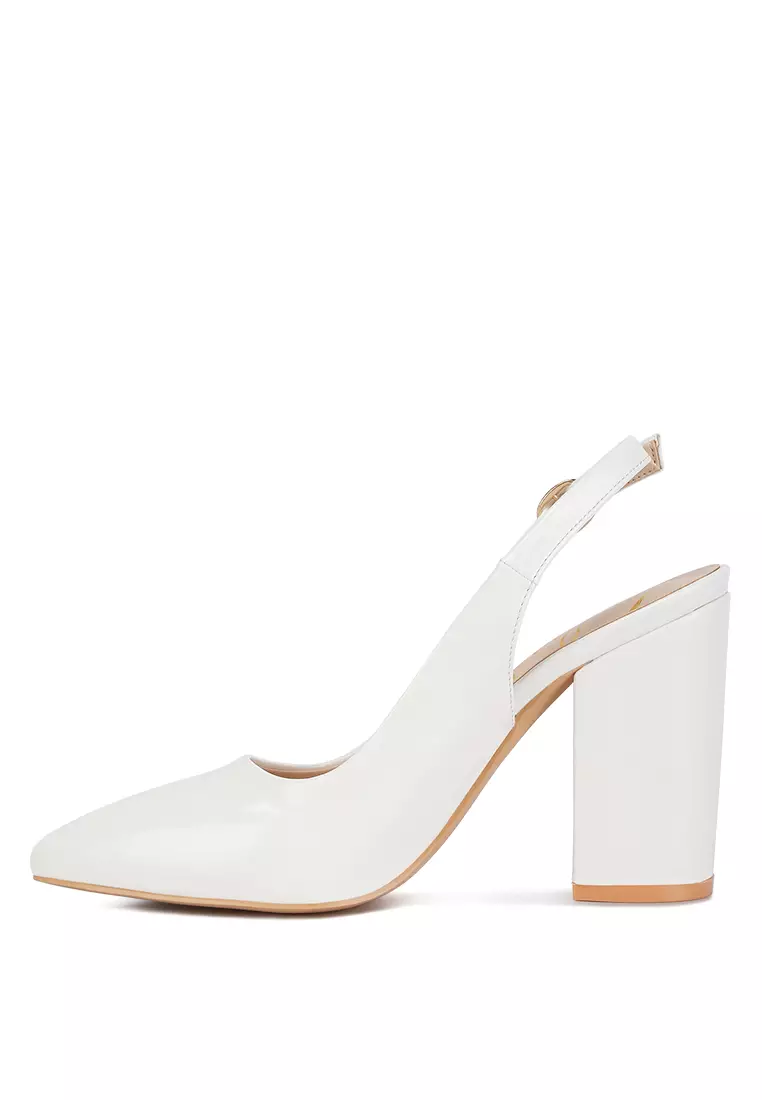 London Rag White Slingback High Block Sandals