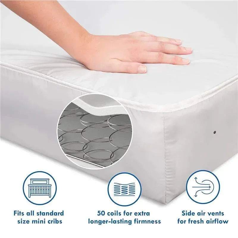 Million Dollar Baby - DaVinci Deluxe Coil Waterproof MINI Crib Mattress in White