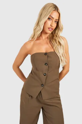 Mock Horn Button Front Cami Vest