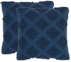 Navy Blue Knotted Diamond Throw Pillows, Set of 2