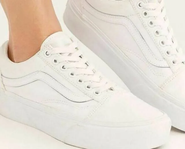 NEW Vans Old Skool Mono White Monochrome Platform Sneake...