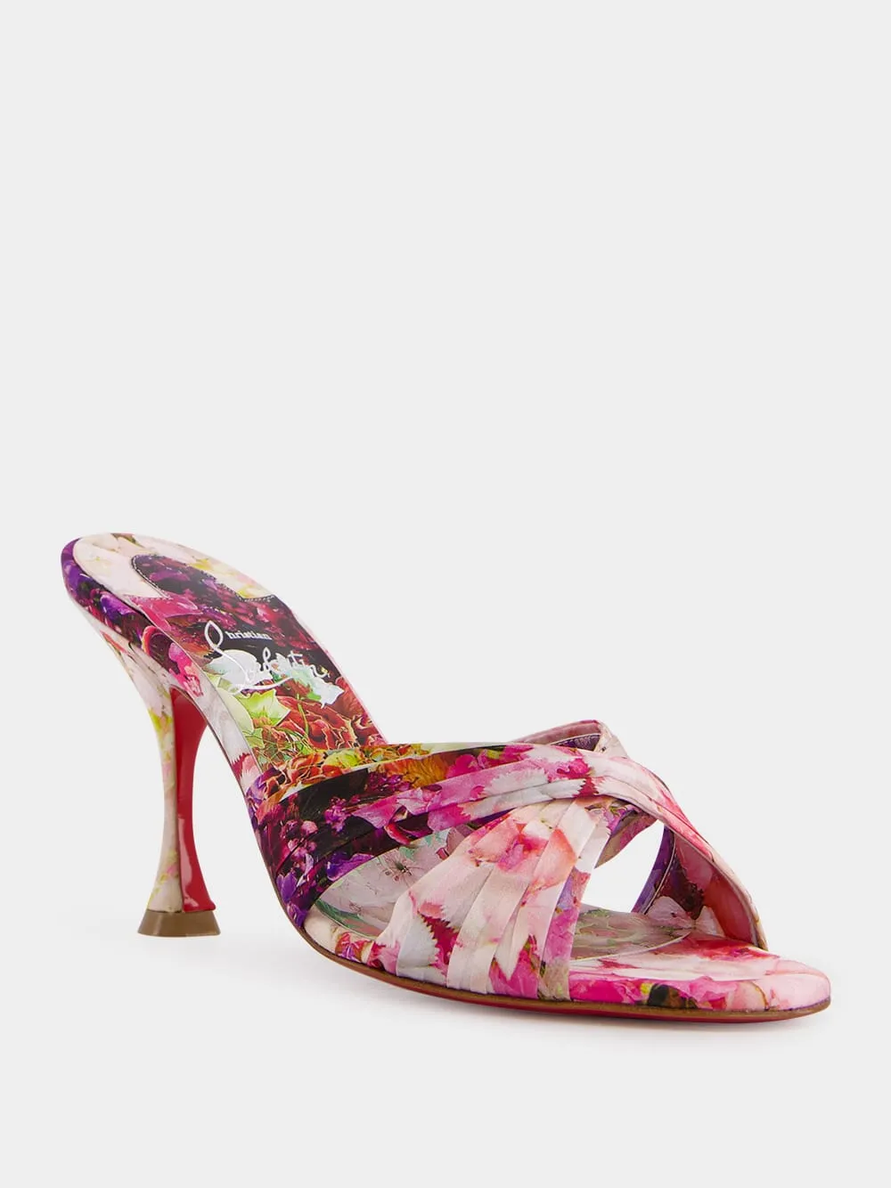 Nicol is Back 85 Floral-Print Satin Mules