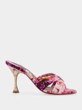 Nicol is Back 85 Floral-Print Satin Mules