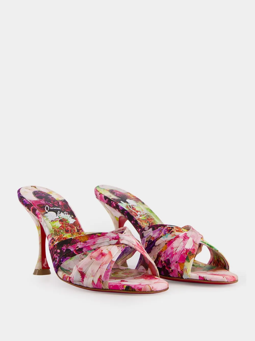 Nicol is Back 85 Floral-Print Satin Mules