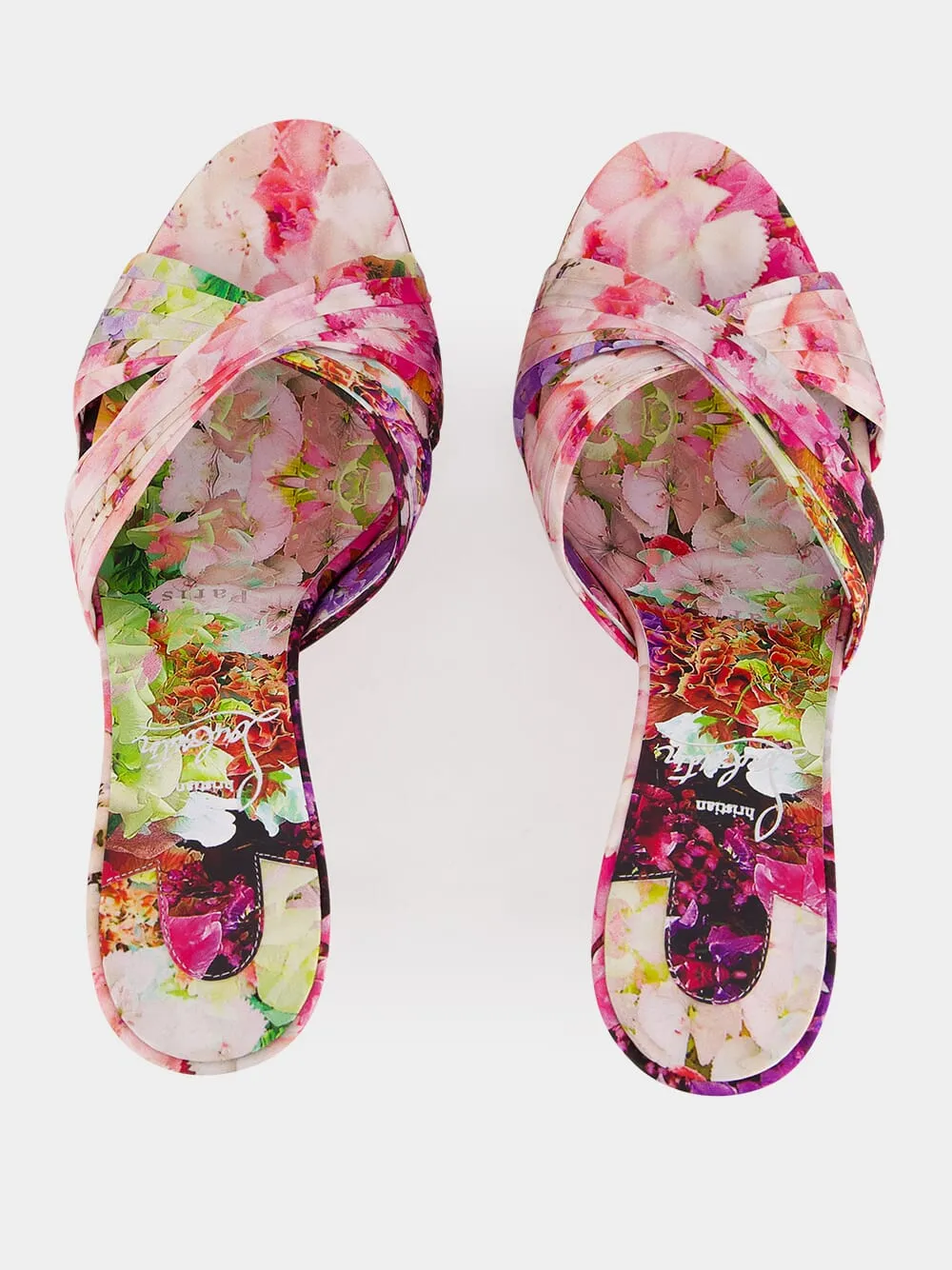 Nicol is Back 85 Floral-Print Satin Mules