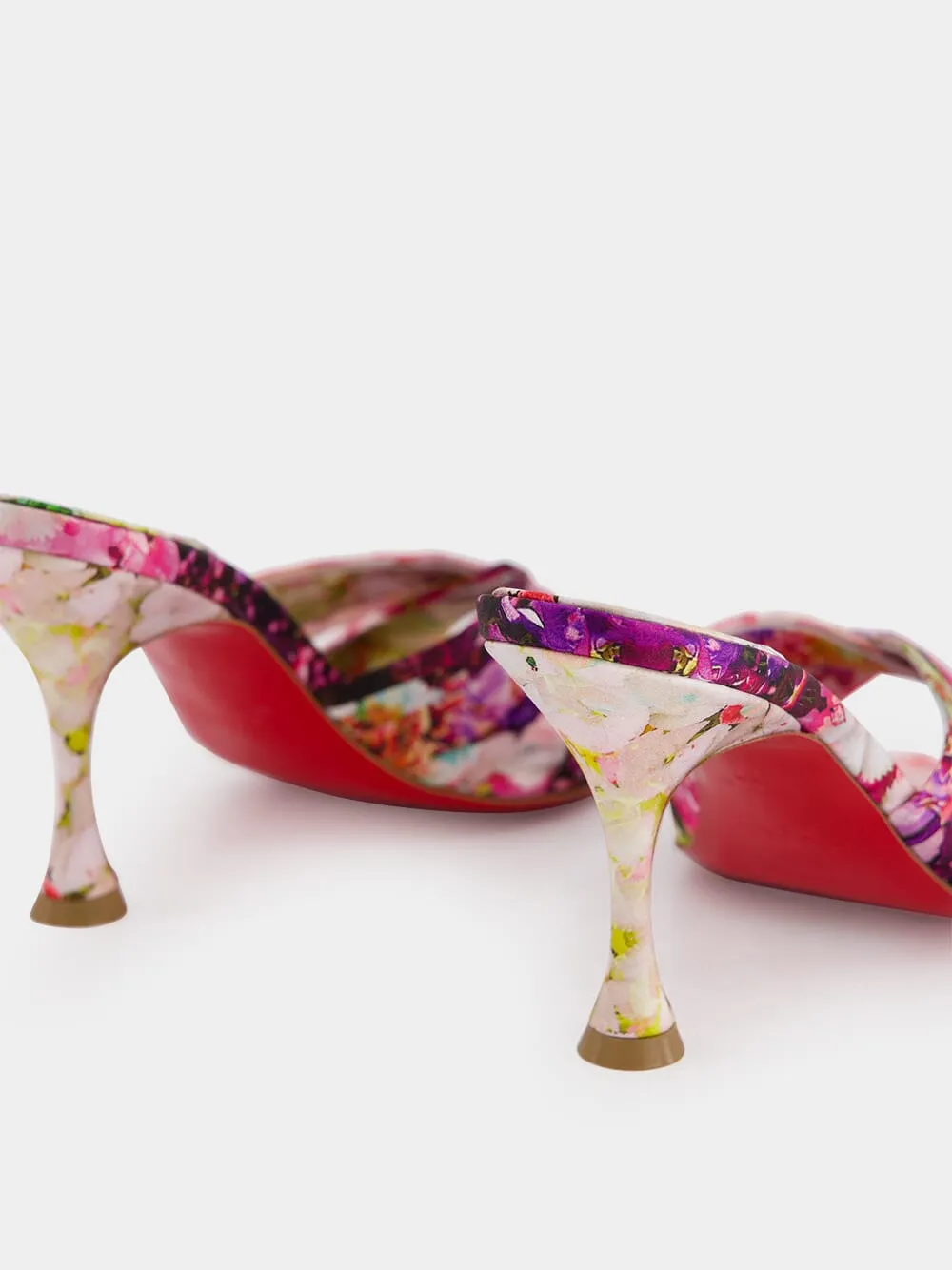 Nicol is Back 85 Floral-Print Satin Mules