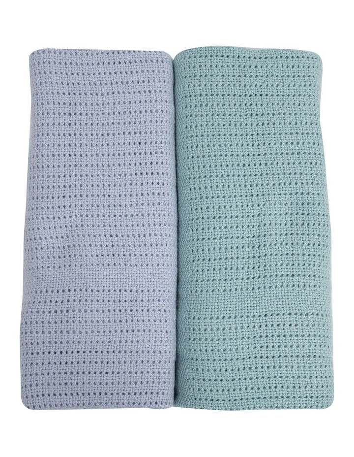 Nordic Cellular Blanket 2 Pack in Blue/Green