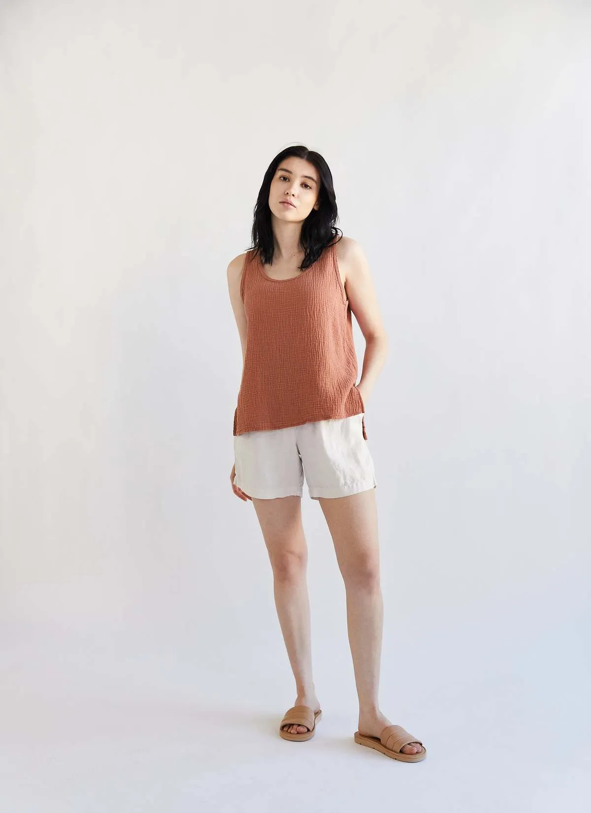 Organic Gauze Tank - white