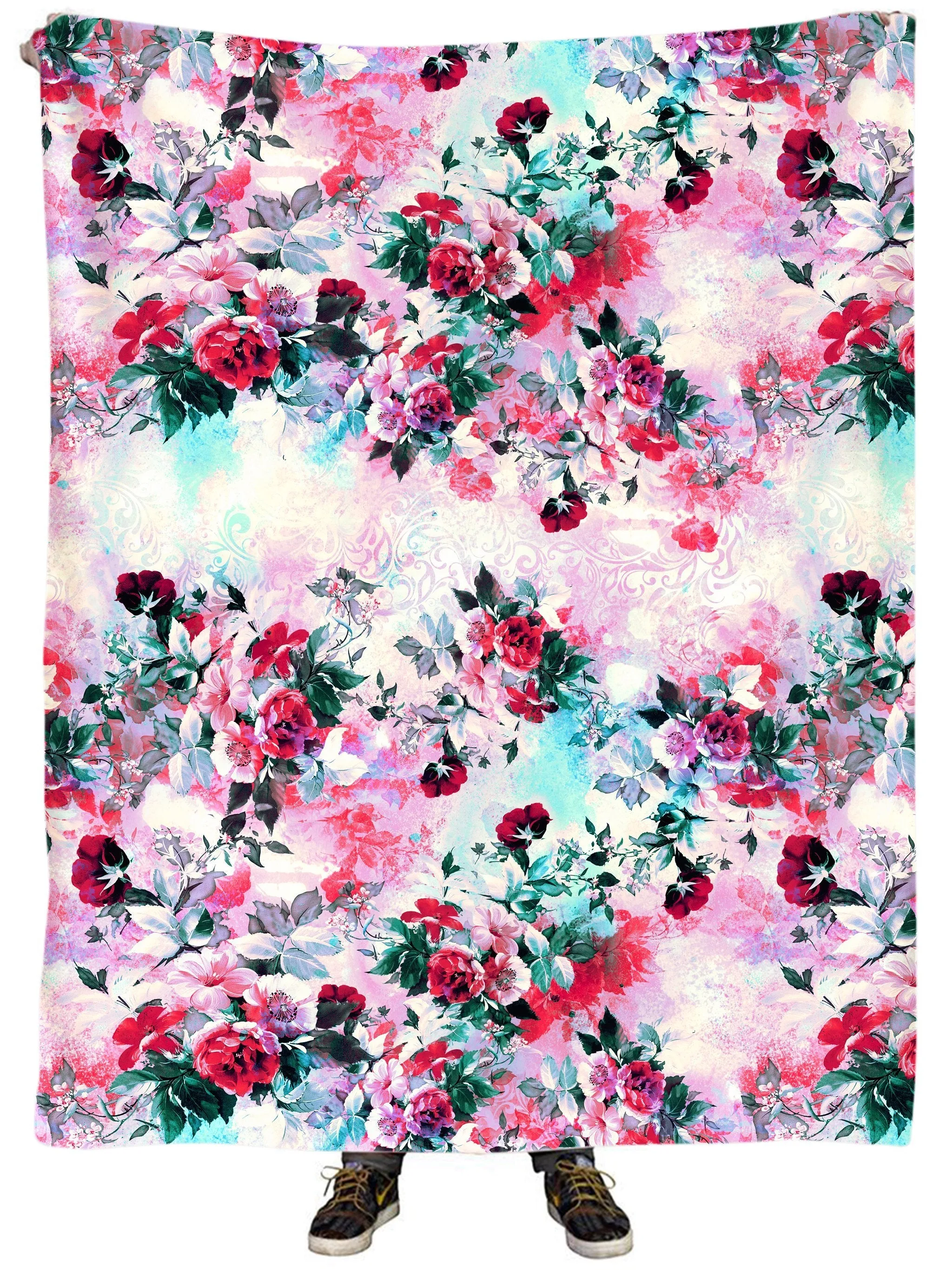 Pink Floral Plush Blanket