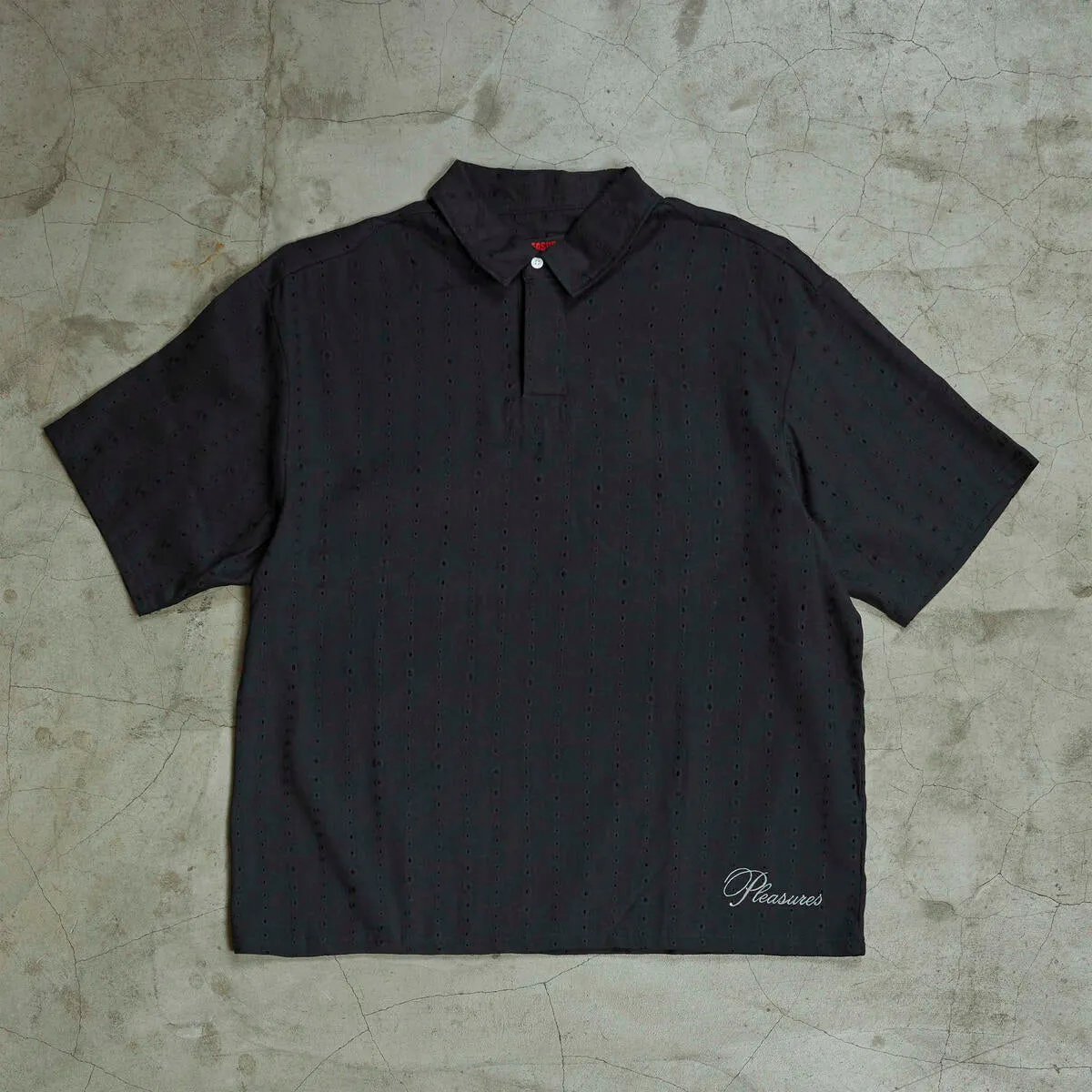 PLEASURES CLARITY WOVEN POLO - BLACK