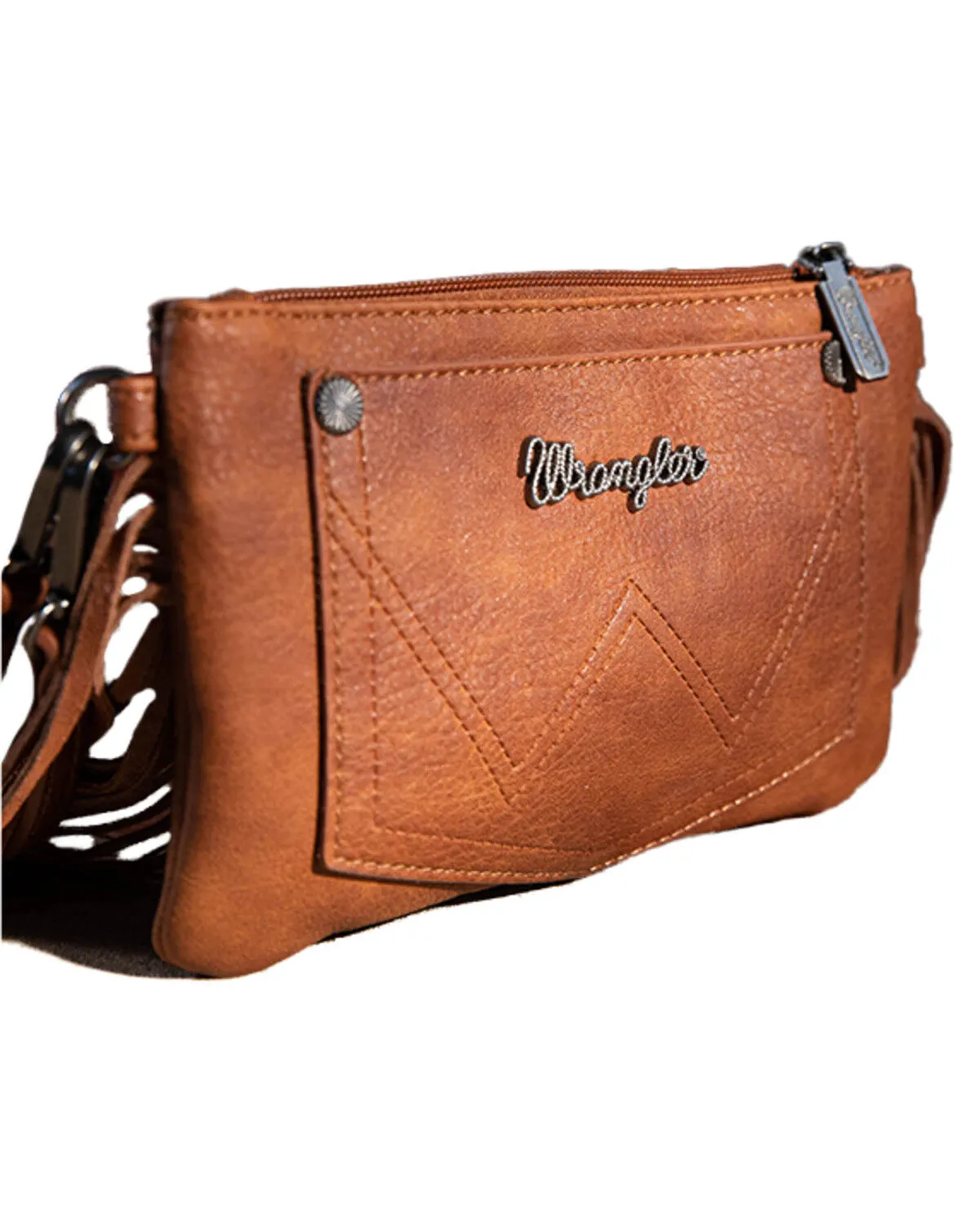 Product Name:  Wrangler Women's Vintage Floral Tooled Fringe Crossbody Bag