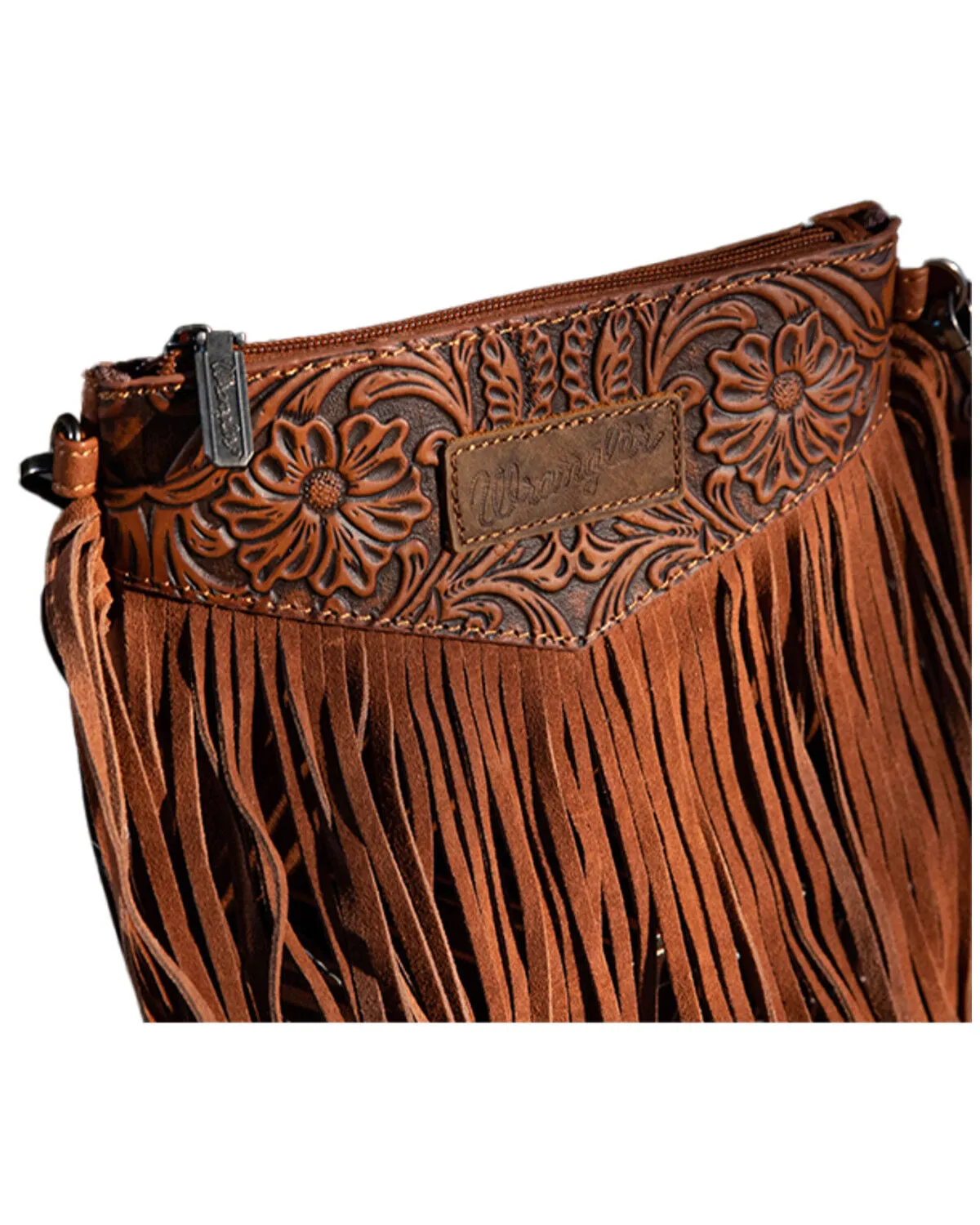 Product Name:  Wrangler Women's Vintage Floral Tooled Fringe Crossbody Bag