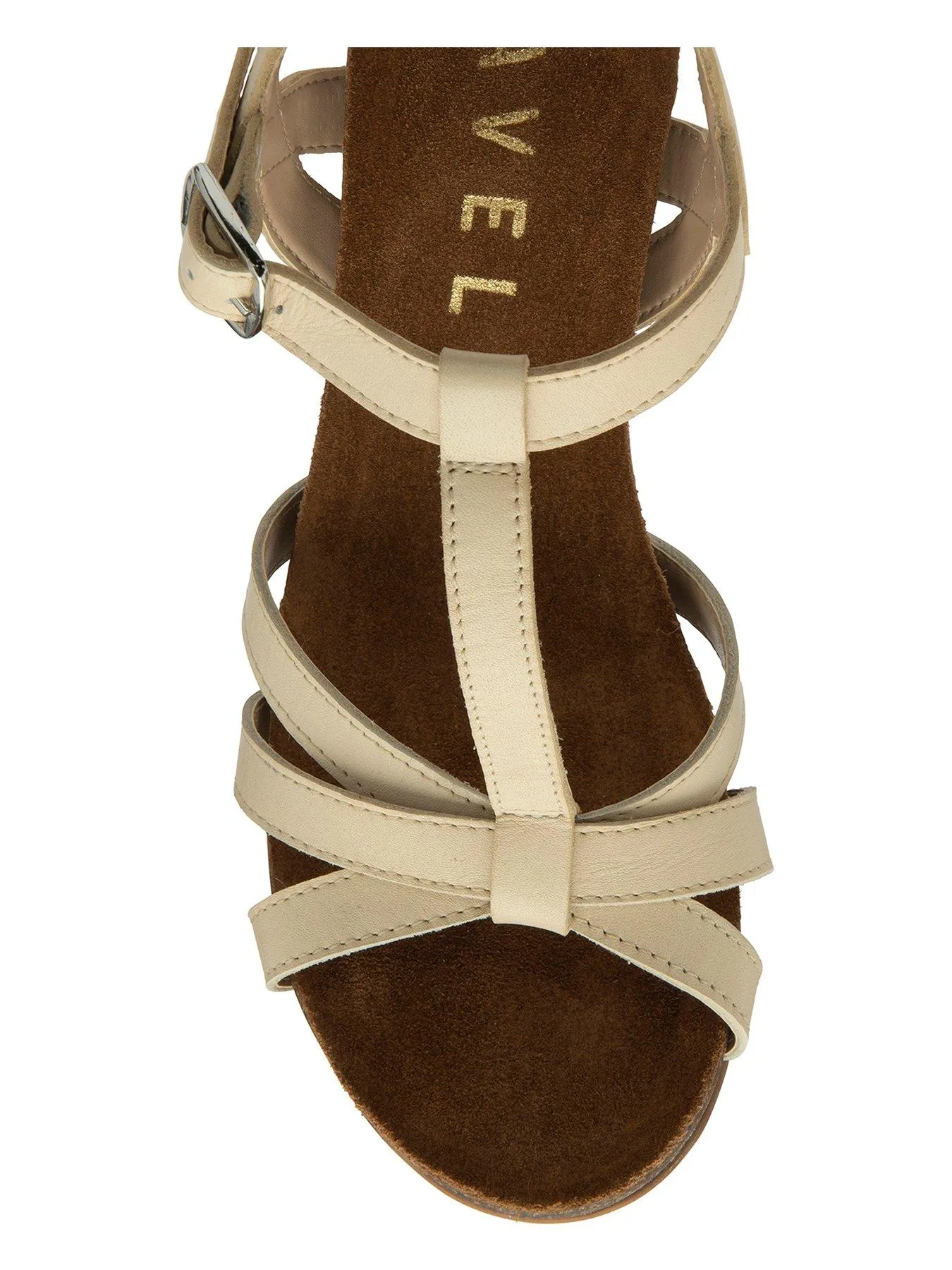 Ravel Anya Leather Strap Wedged Sandals - Cream