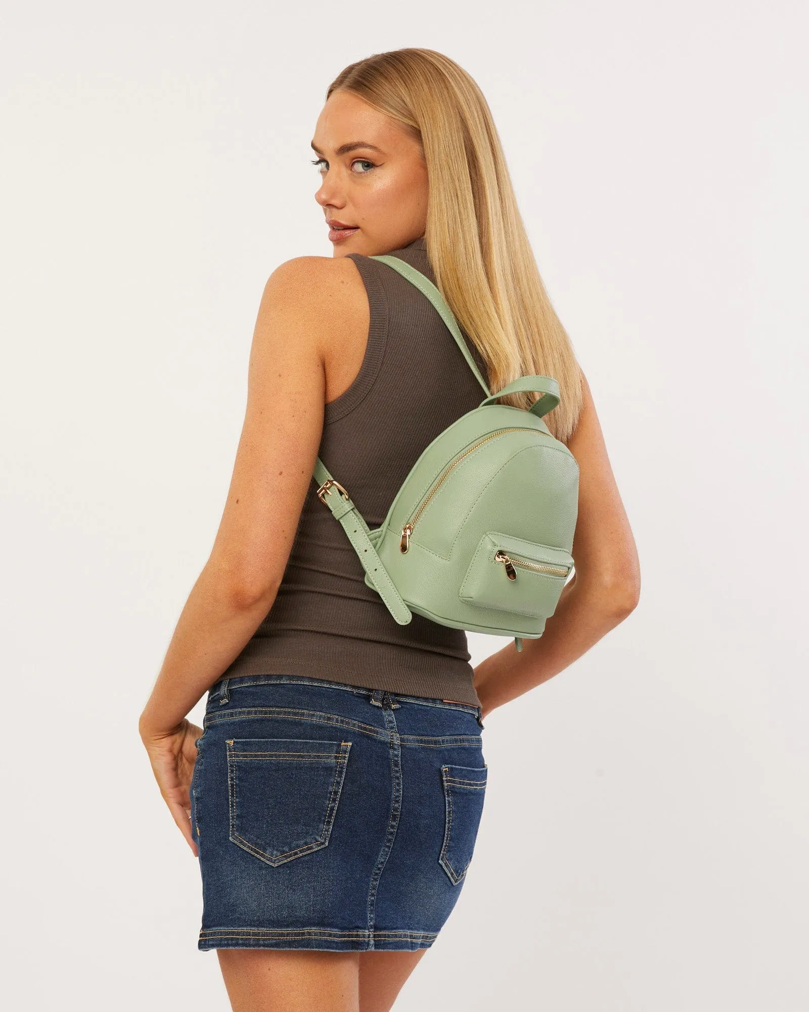 Sage Green Bridget Pocket Backpack