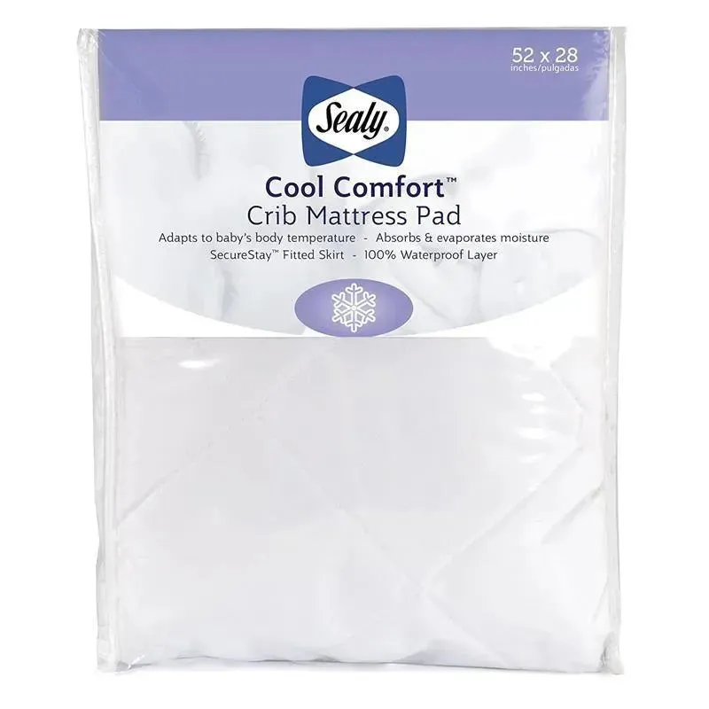 Sealy Cool Comfort Fitted Crib Mattress Pad/Protector Waterproof