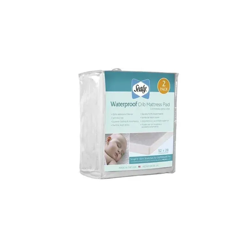 Sealy Waterproof Crib Mattress Pad 2 Pk