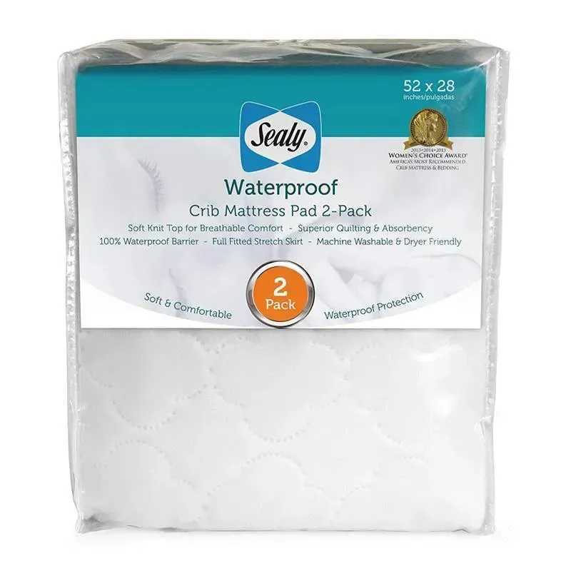 Sealy Waterproof Crib Mattress Pad 2 Pk