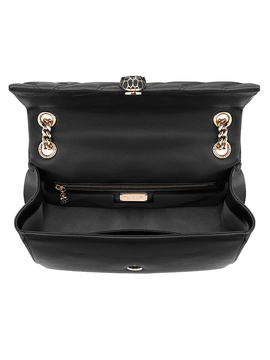 Serpenti Cabochon Medium Shoulder Bag in Black