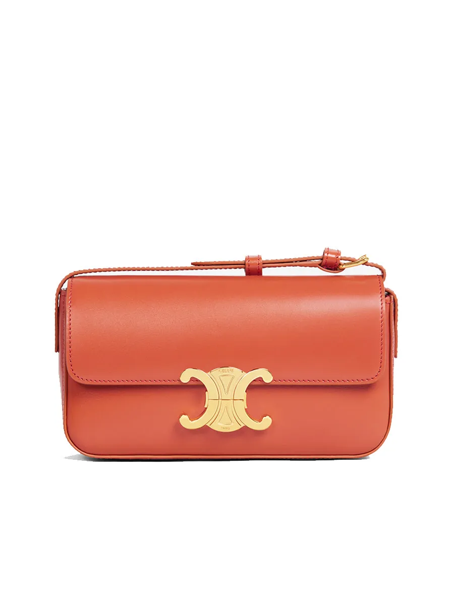 Shoulder Bag Triomphe in Shiny Calfskin Cornelian