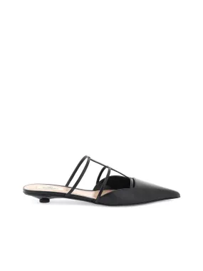 Smooth Leather Rockstud Wispy Mules