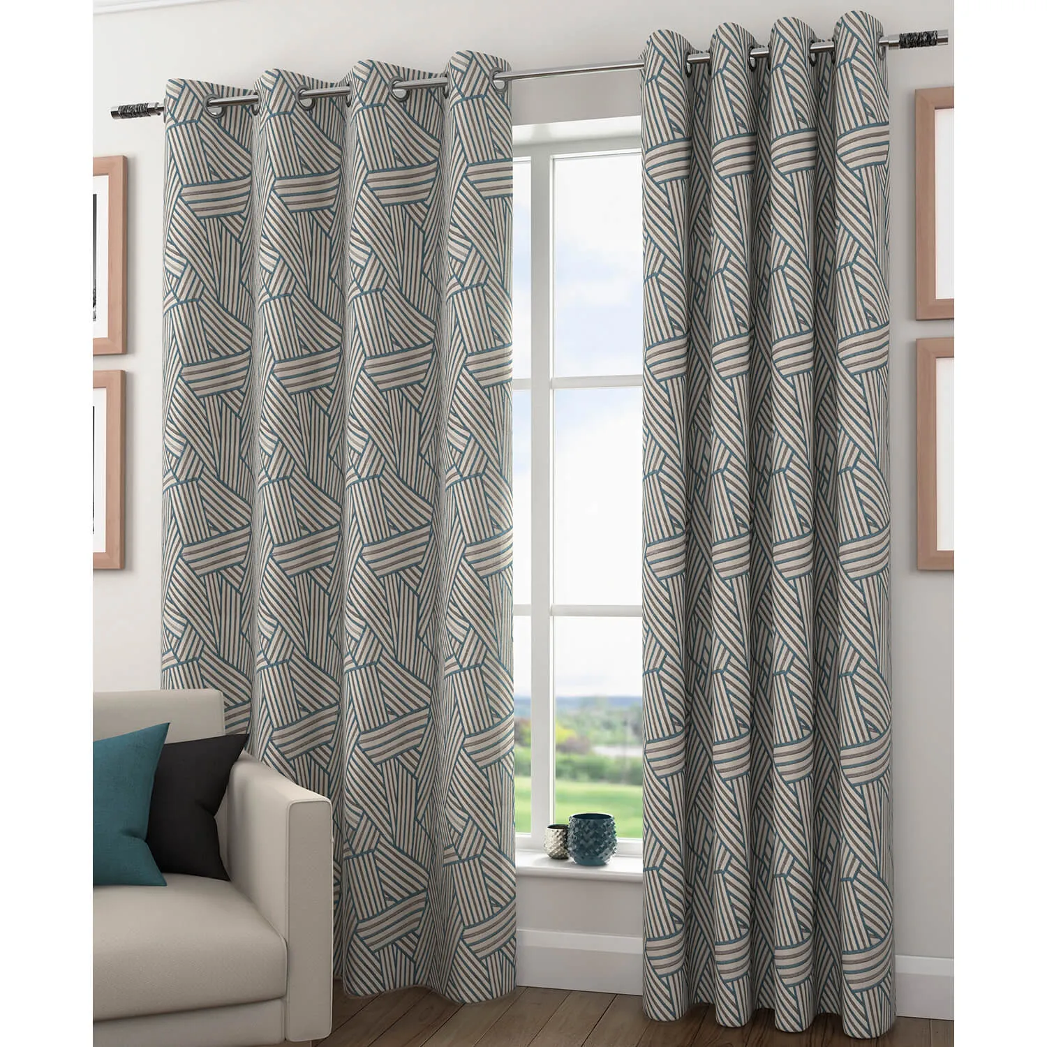 Spectre Interlined Readymade Curtains - Teal