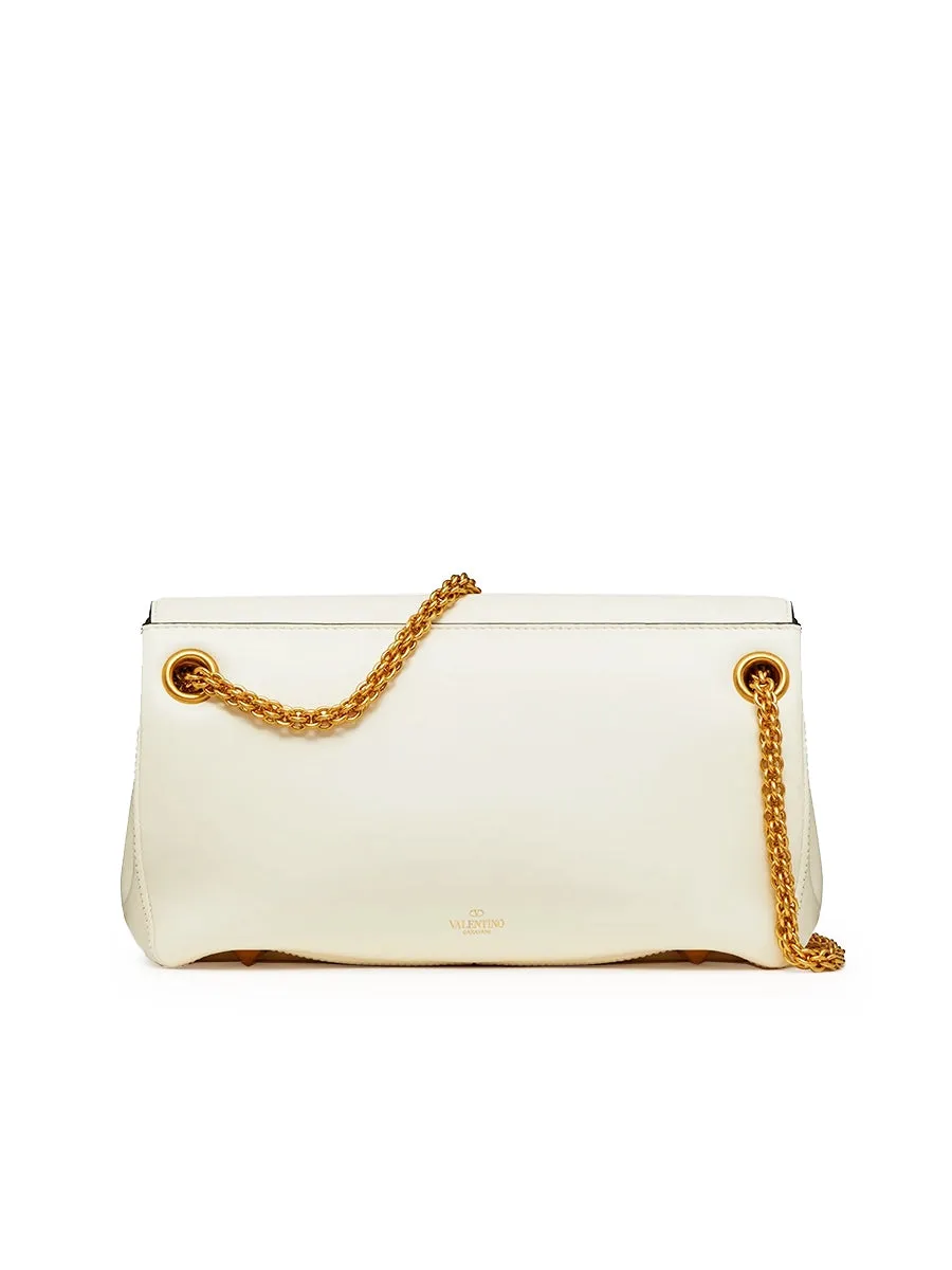 Stud Sign Nappa Shoulder Bag in Ivory