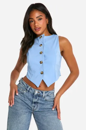 Super Stretch Boat Neck Cropped Vest