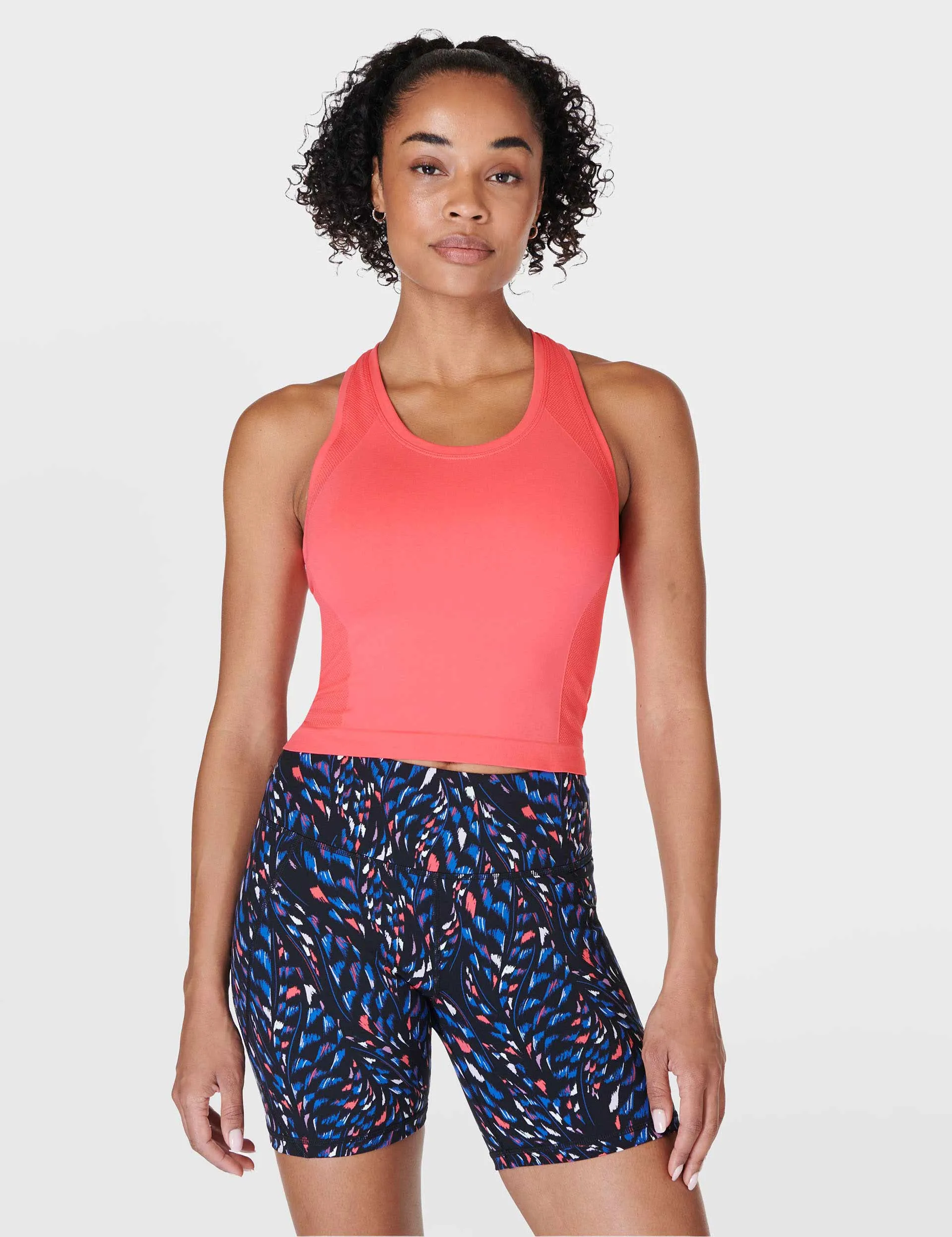 Sweaty Betty Athlete Crop Seamless Gym Vest - Coral Pink