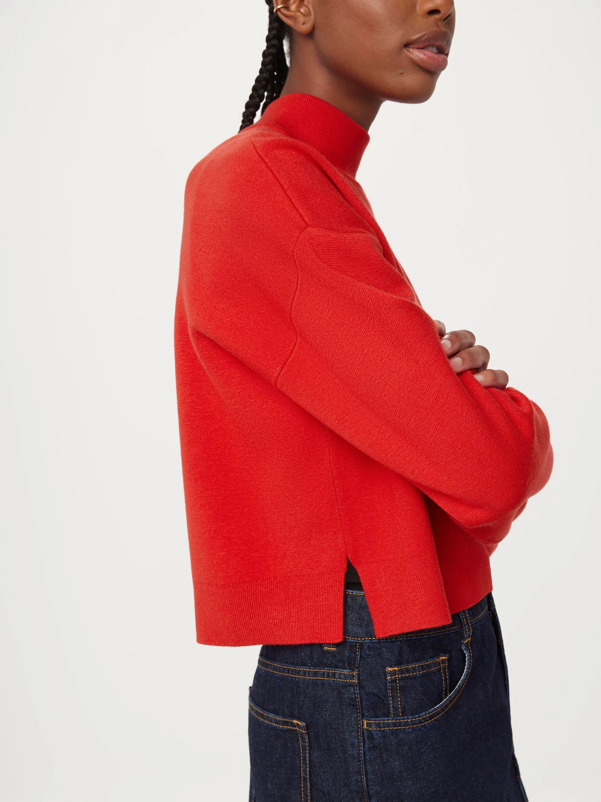 The Compact Mockneck Sweater in Bright Red