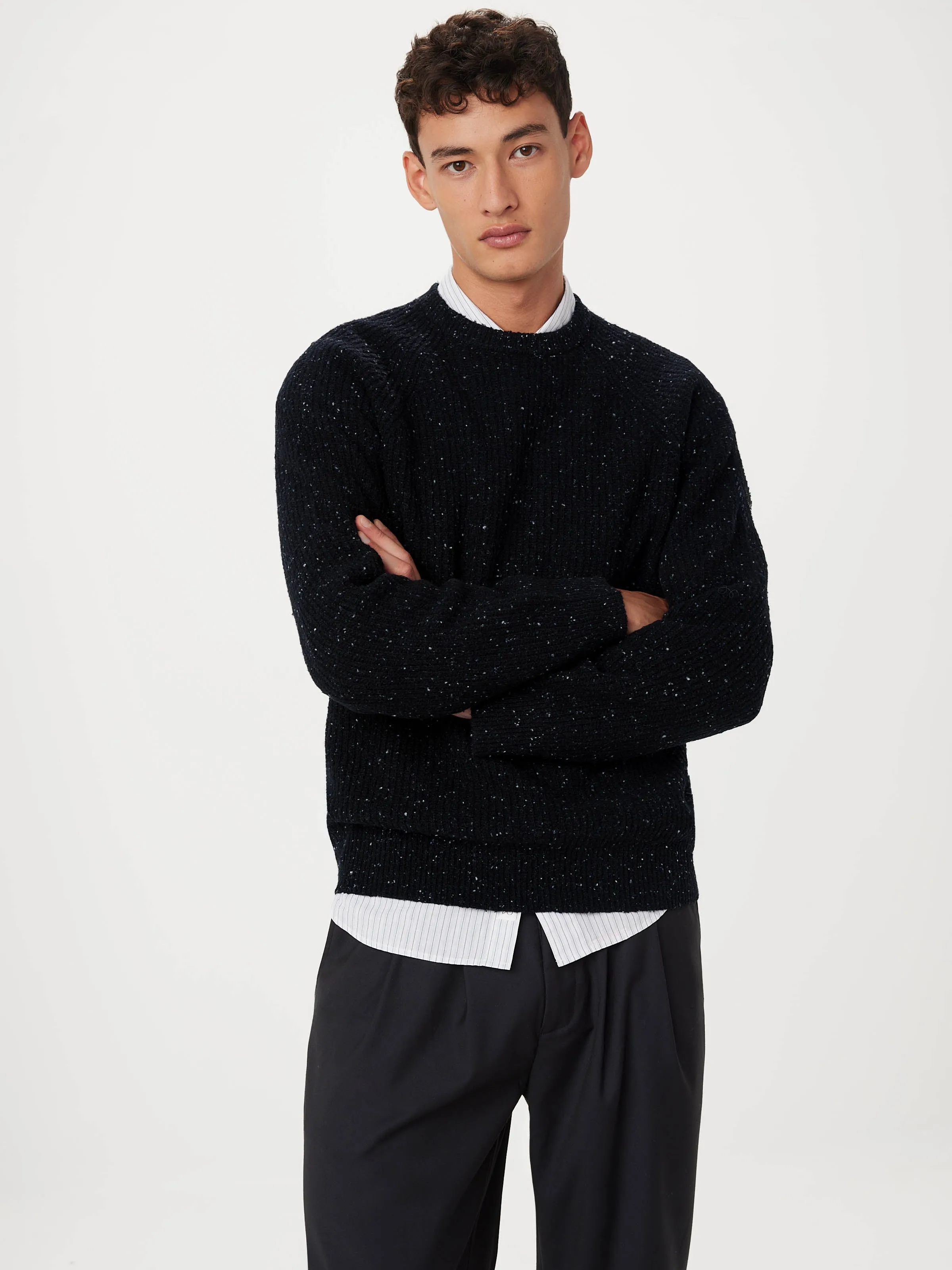 The Donegal Crewneck Sweater in Black